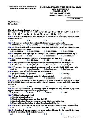 Đề khảo sát chất lượng THPT Quốc gia lần 5 môn Hóa học năm 2017 - Mã đề 135 - Trường THPT chuyên Vĩnh Phúc
